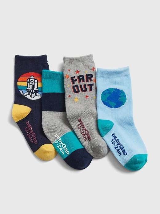 Toddler Space Graphic Crew Socks (4-Pack)