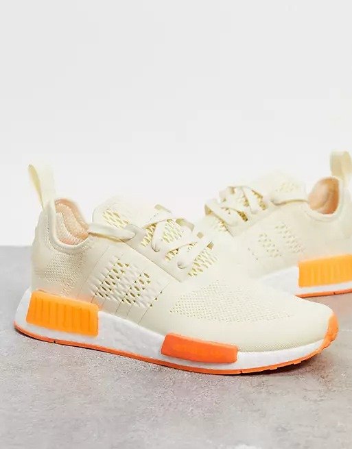NMD_R1 sneakers in cream white and orange
