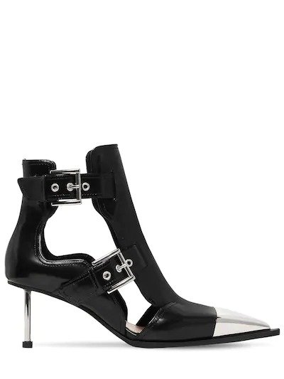 65MM LEATHER ANKLE BOOTS W/ CUT OUTS