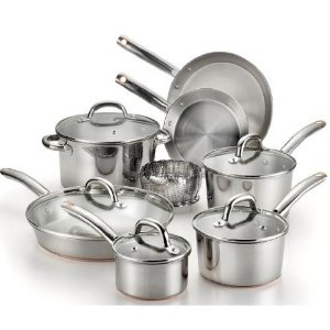 T-fal C836SD Ultimate Stainless Steel Copper-Bottom Heavy Gauge Multi-Layer Base Cookware Set, 10-Piece