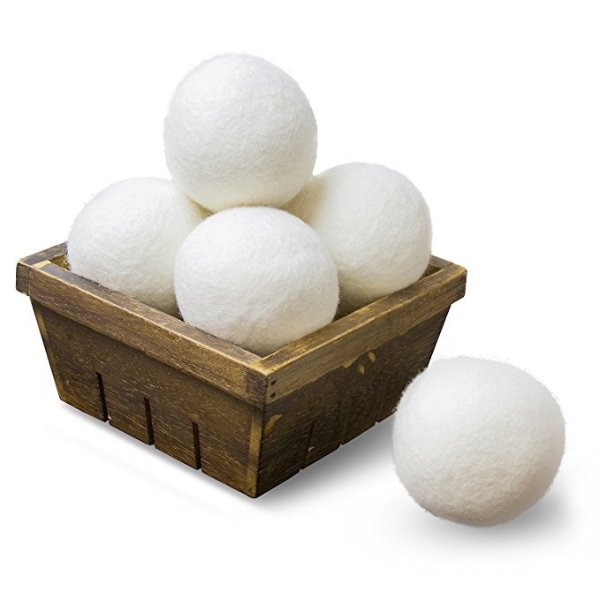 Wool Dryer Balls by 6-Pack, XL Size Premium Reusable Natural Fabric Softener