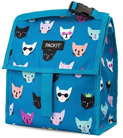 PackIt Freezable Lunch Bag with Zip Closure, Catty