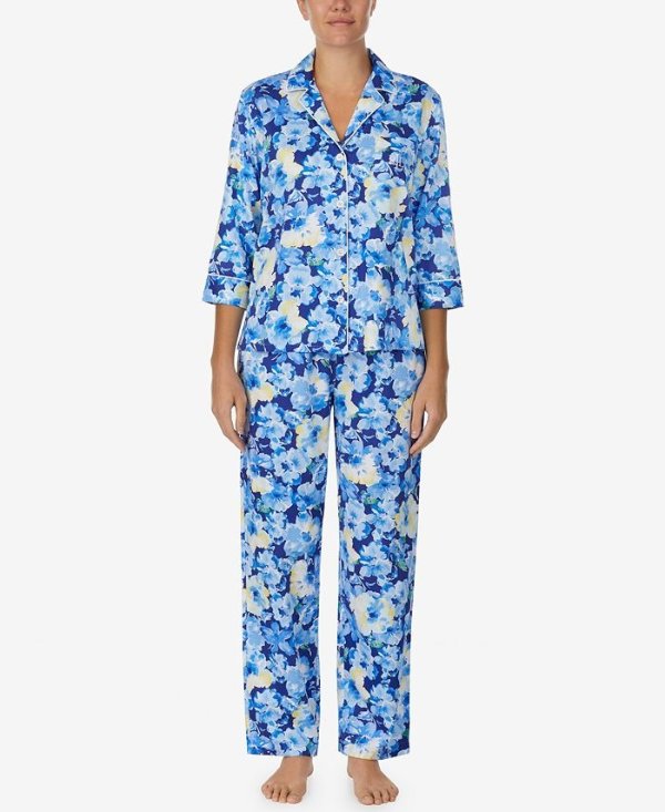 Printed Three-Quarter Sleeve Pajama Set