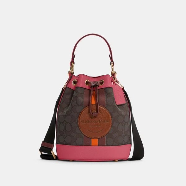 COACH Dempsey Bucket Bag 19 In Signature Jacquard With Stripe And Coach Patch