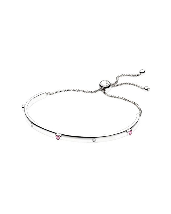 Jewelry Silver & CZ Explosion of Love Adjustable Bar Bracelet