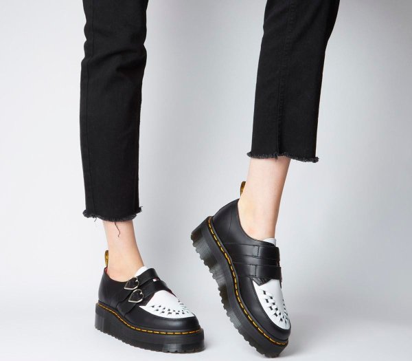 Dr. Martens Buckle Creepers Lazy Oaf Black White - Flats