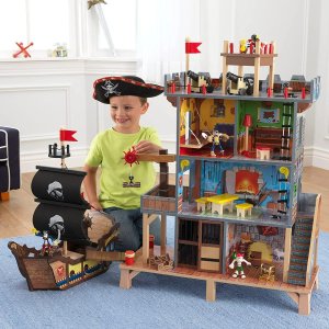 KidKraft 木质海盗船+四层娃娃屋，带17配件