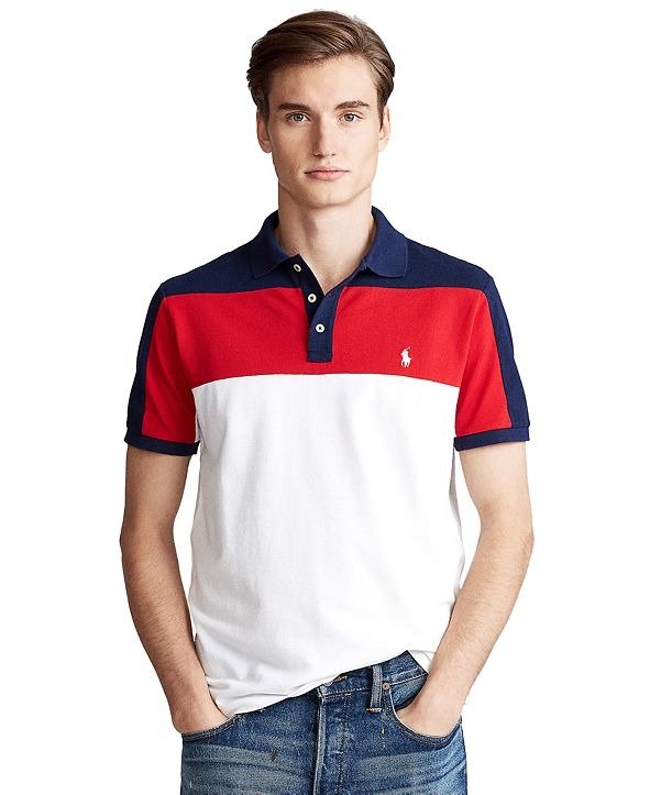 Men's Custom Slim-Fit Color-Blocked Polo Shirt