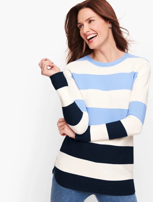Button Detail Sweater - Stripe