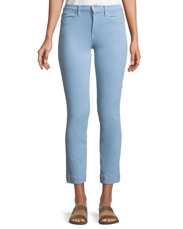 Le High Straight-Leg Ankle Jeans with Blind Stitch