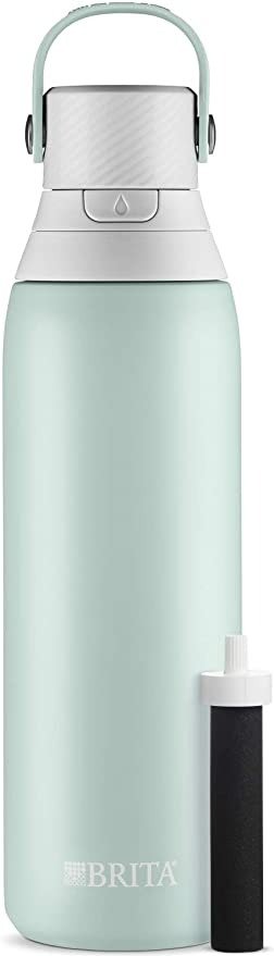 Brita Stainless Steel Water Filter Bottle, 20 Ounce, Glacier, 1 Count