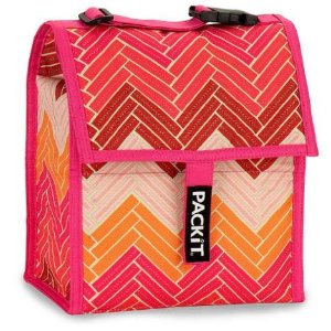  Freezable Lunch Bag with Adjustable Strap, Chevron Pink