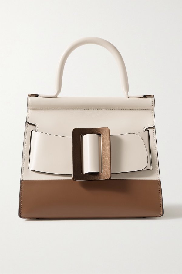 Karl 24 small buckled two-tone leather tote