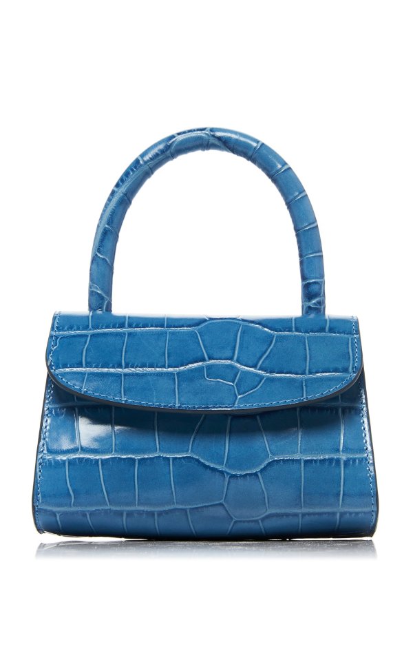 Mini Croc-Effect Leather Top Handle Bag