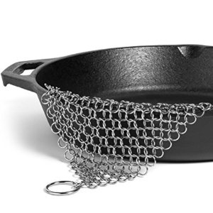 Amagabeli 8"x6" Stainless Steel 316L Cast Iron Cleaner Chainmail Scrubber for Cast Iron Pan Pre-Seasoned Pan Dutch Ovens Waffle Iron Pans Scraper Cast Iron Grill Scraper Skillet Scraper