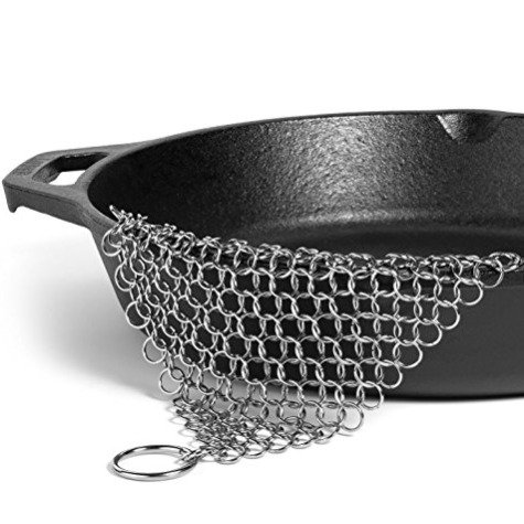 Amagabeli 8"x6" Stainless Steel 316L Cast Iron Cleaner Chainmail Scrubber for Cast Iron Pan Pre-Seasoned Pan Dutch Ovens Waffle Iron Pans Scraper Cast Iron Grill Scraper Skillet Scraper