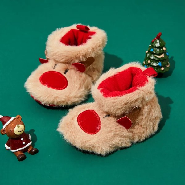 navidad bebe / nino pequeno dibujos animados invierno calido forro polar zapatos prewalker