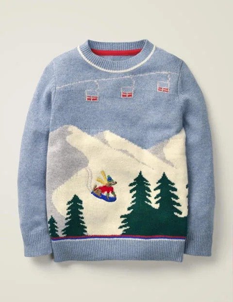Festive Crew Sweater - Wren Blue Ski | Boden US