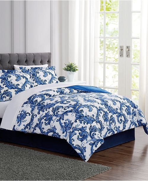 Blue Scroll 6-Pc. Twin Comforter Set, Created For Macy's