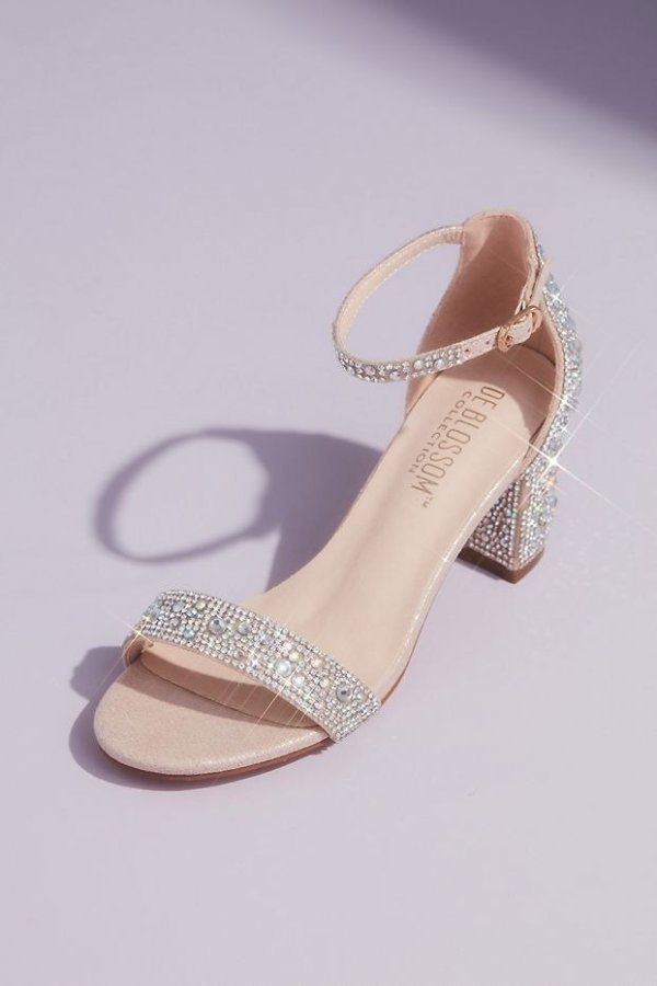 Allover Crystal Glitter Block Heel Sandals