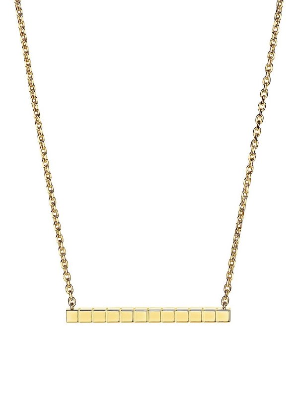 18K Yellow Gold Ice Cube Pendent Necklace