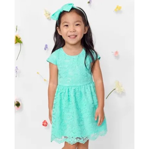 婴幼儿小露背蕾丝连衣裙