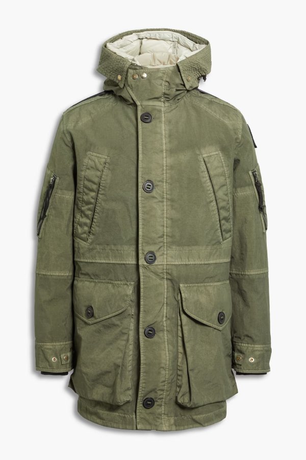Quilted shell hooded down parka
