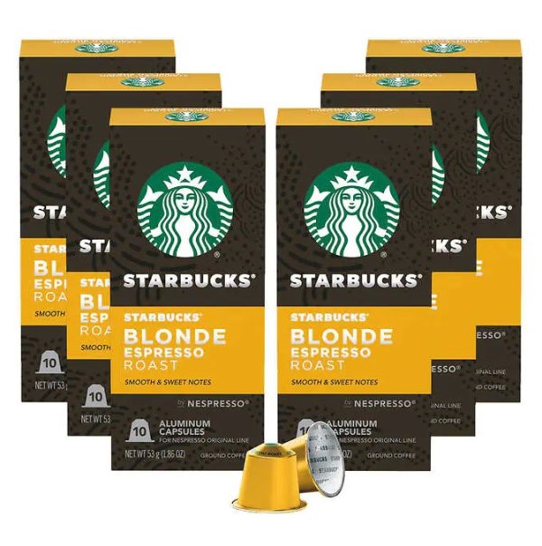Starbucks by Nespresso Blonde Espresso Roast Capsules, 60 Count