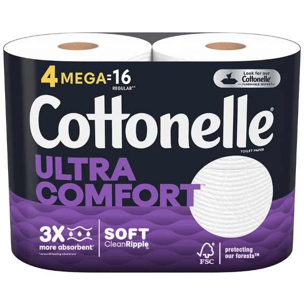 Ultra Comfort Toilet Paper 4 Mega Rolls (4 Mega Rolls is 16 regular rolls)268.0EA x 4 pack