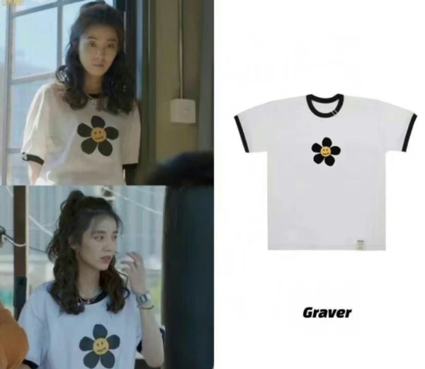 Big Flower Dot White Clip T-shirt_8 Colors