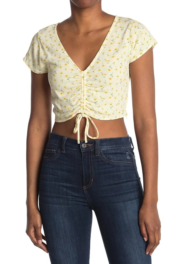 Cap Sleeve Cropped Blouse