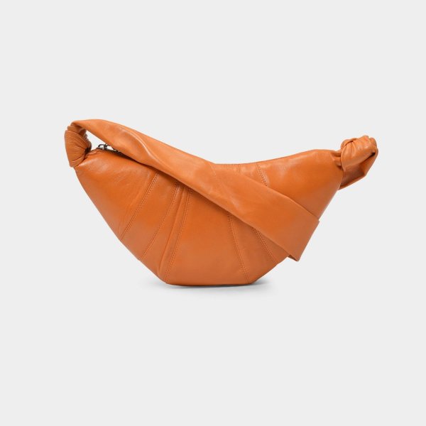 Small Croissant Bag in Orange Leather