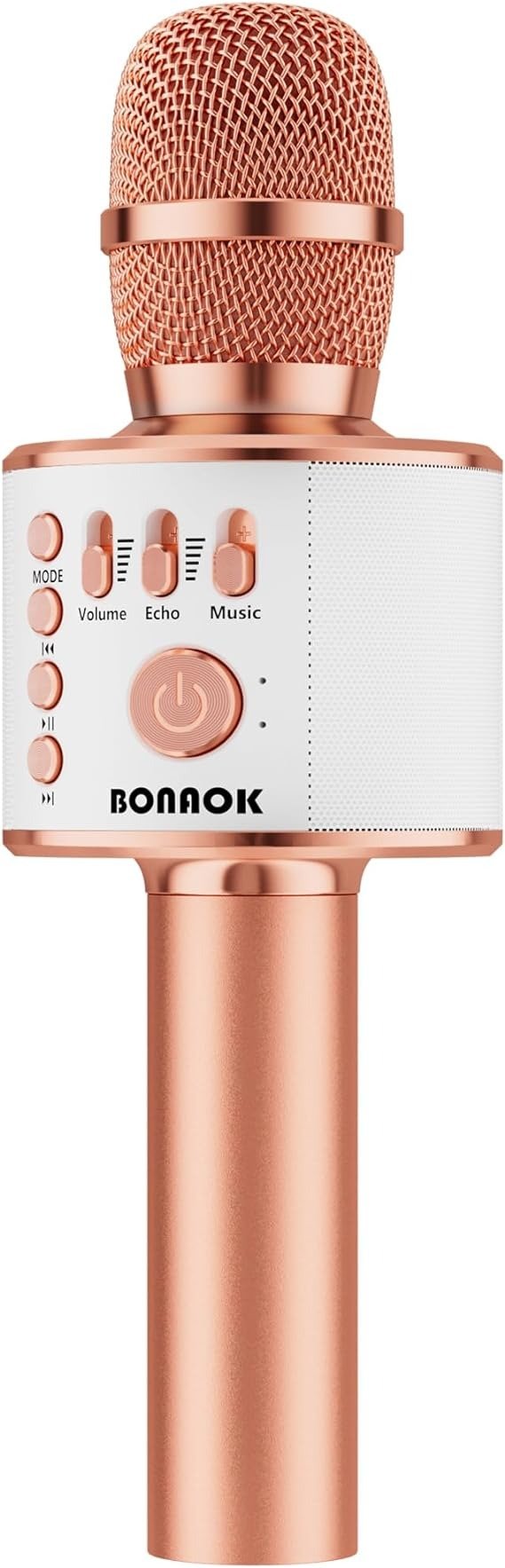 Wireless Bluetooth Karaoke Microphone,3-in-1 Portable Handheld karaoke Mic Easter Gift Home Party Birthday Speaker Machine for iPhone/Android/iPad/Sony, PC and All Smartphone(Rose Gold)