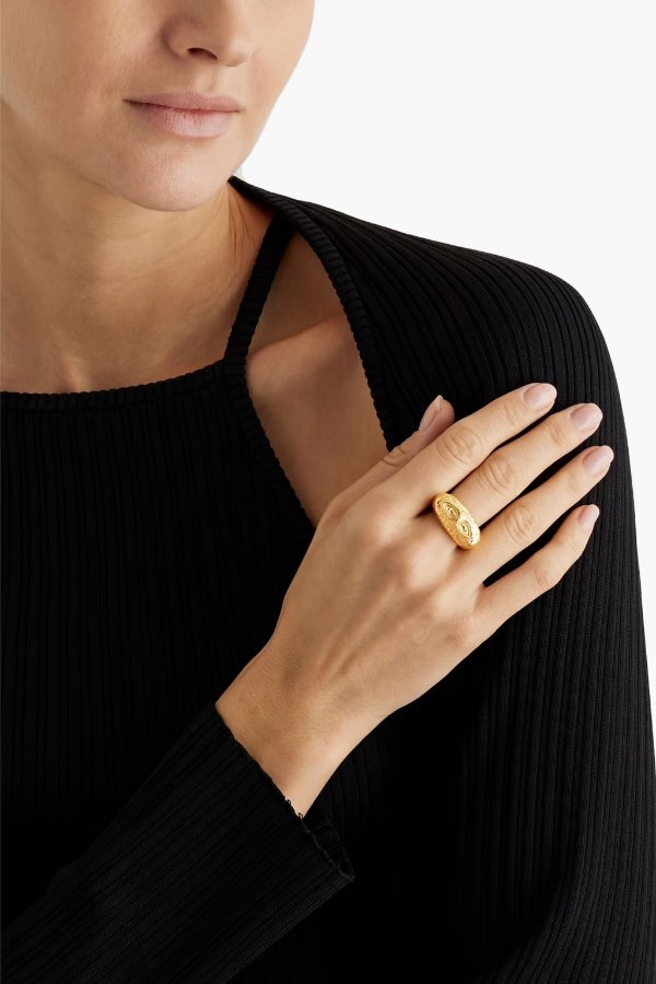 Hammered gold-plated ring