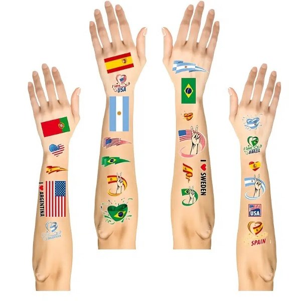 Temu Naiyong Sports Tattoo Stickers 2022 Football National Flag,1 Sheet  American Flag Temporary Fake Tattoos,face Hand Tattoo For Men Woman Sports  Eventparty Favor Body Art Decoration Size *12cm/* | Shop The  Latest