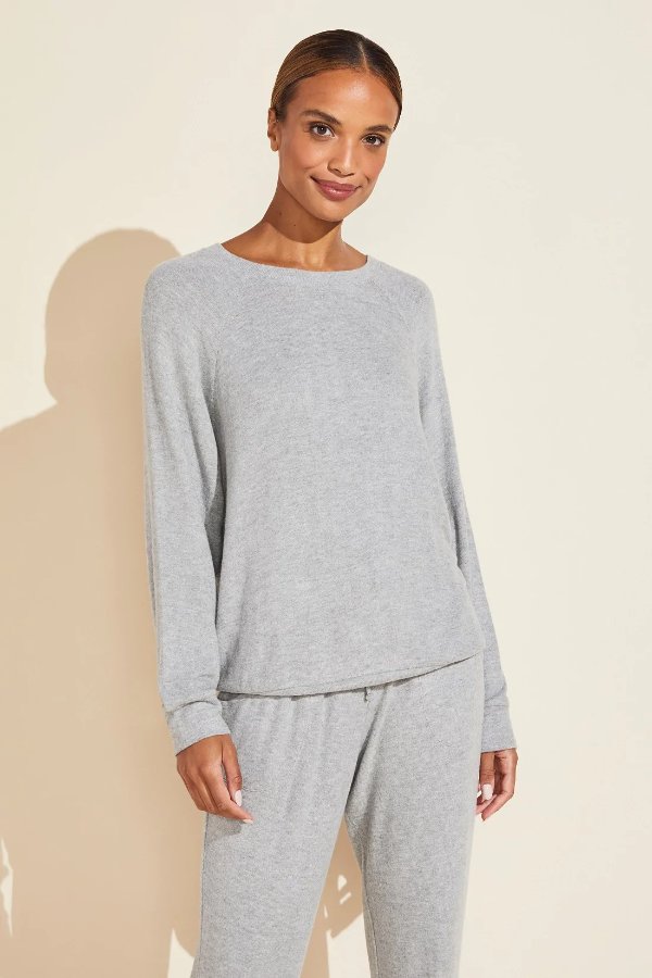 Cozy Time Brushed Modal Top - Heather Grey - Eberjey