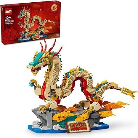 Spring Festival Auspicious Dragon Buildable Figure, Dragon Toy Building Set, Great Spring Festival Decoration or Unique Gift for Boys and Girls Ages 10 and Up, 80112