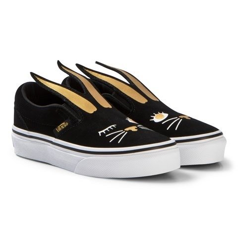 Black and Gold Slip-On Bunny Trainers | AlexandAlexa