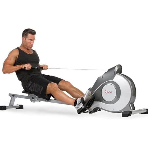 Magnetic Rowing Machine with Extended Slide Rail with Optional Exclusive SunnyFit® App