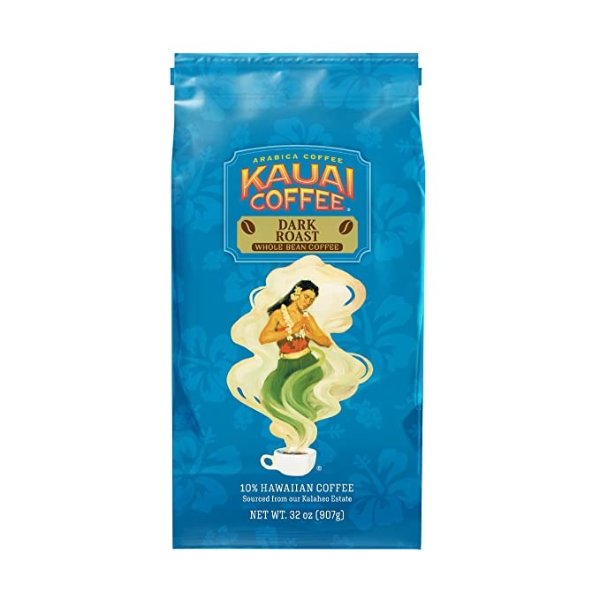 Whole Bean Coffee, Koloa Estate Dark Roast – 100% Premium Arabica Whole Bean Coffee from Hawaii’s Largest Grower - Bold, Rich Flavor with Nutty Notes and Sweet Chocolate Overtones (32 Ounces)