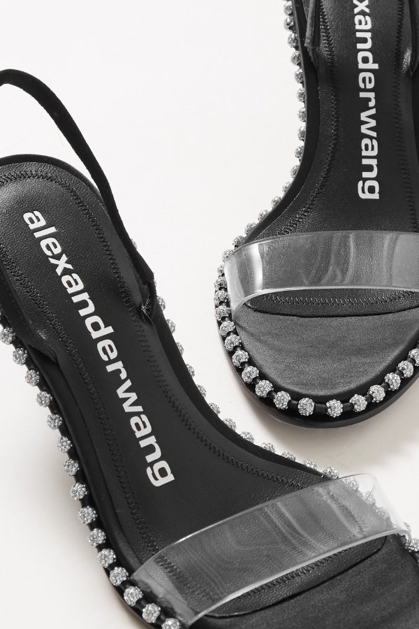 Nova Low crystal-embellished satin and PVC slingback sandals