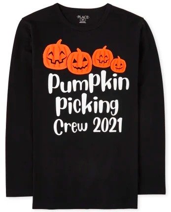 Unisex Adult Matching Family Long Sleeve Halloween Pumpkin Picking Graphic Tee | The Children's Place