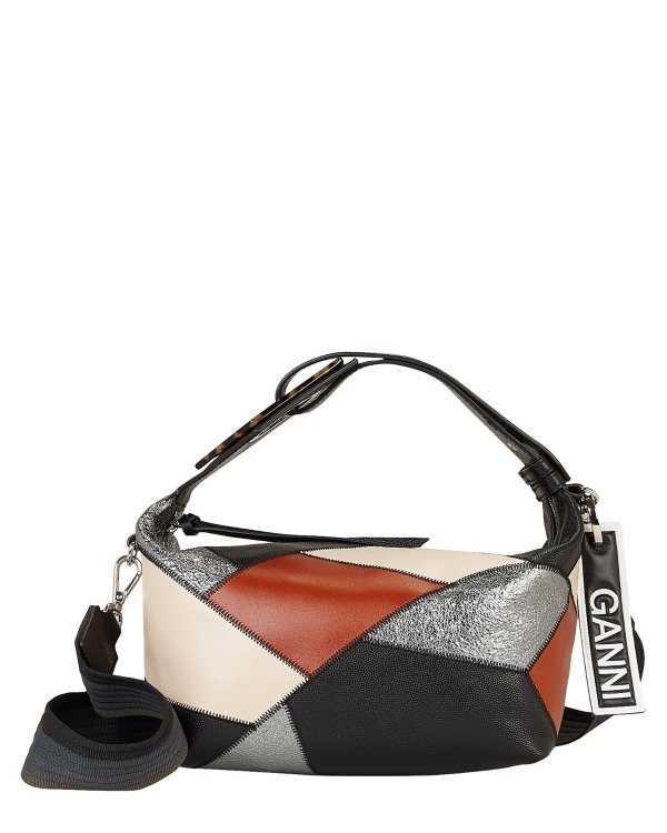 Patchwork Top Handle Leather Bag