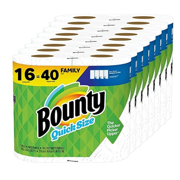Quick-Size Paper Towels, White, 16 Family Rolls = 40 Regular Rolls