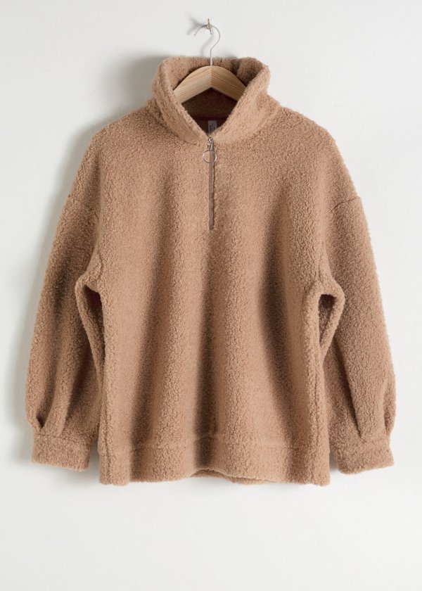Faux Shearling Zip Pullover