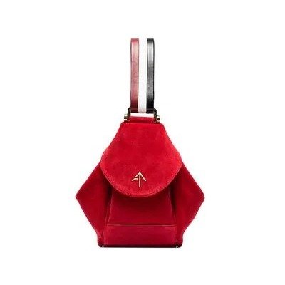 red, white and black micro fernweh suede leather bag