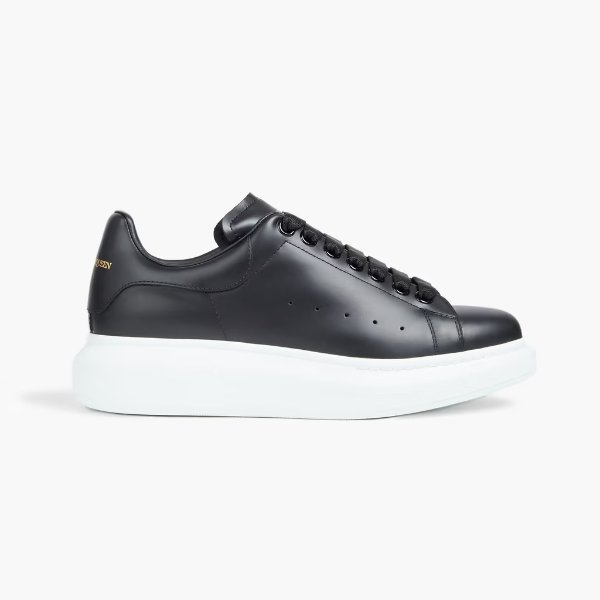 Two-tone perforated leather exaggerated-sole sneakers