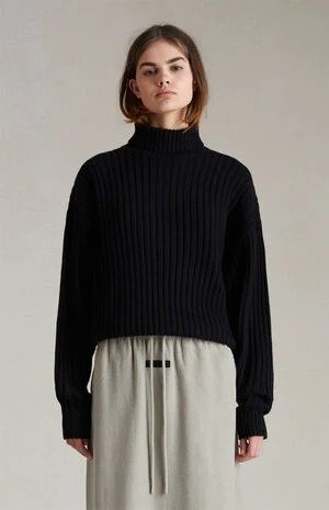 Women's Jet Black Turtleneck Sweater