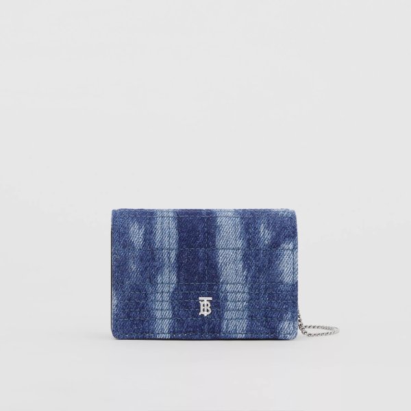 Quilted Denim Card Case with Detachable Strap