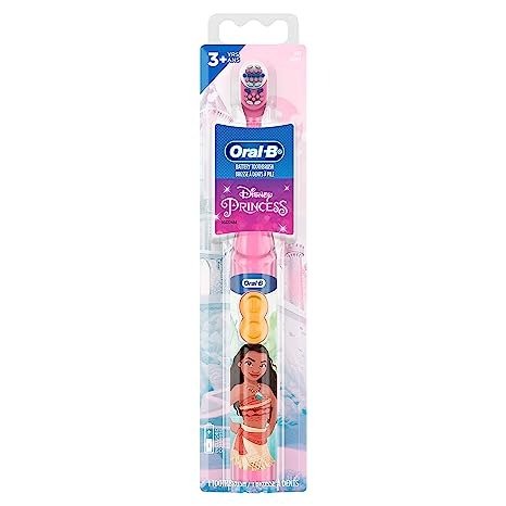 -B Kid's Battery Toothbrush featuring Disney's Princess characters, Soft Bristles, for Kids 3+